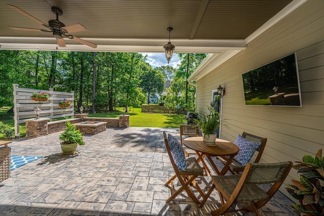 view of patio / terrace with a ceiling fan