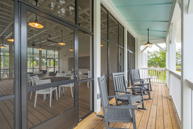 wooden deck with covered porch