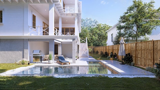 814 Palm Blvd, Isle Of Palms, SC 29451 - rear view of property with stairs, a fenced backyard, a patio, and a balcony