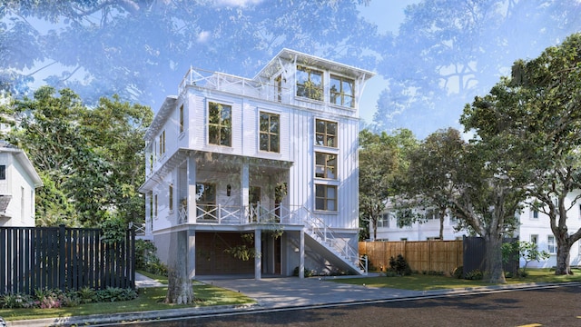 814 Palm Blvd, Isle Of Palms, SC 29451 - view of front of house featuring stairway, a carport, a porch, and concrete driveway