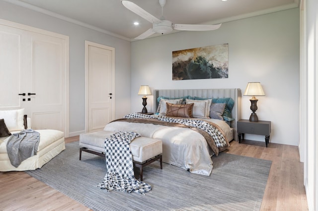 814 Palm Blvd, Isle Of Palms, SC 29451 - bedroom with wood finished floors, recessed lighting, ceiling fan, and multiple closets