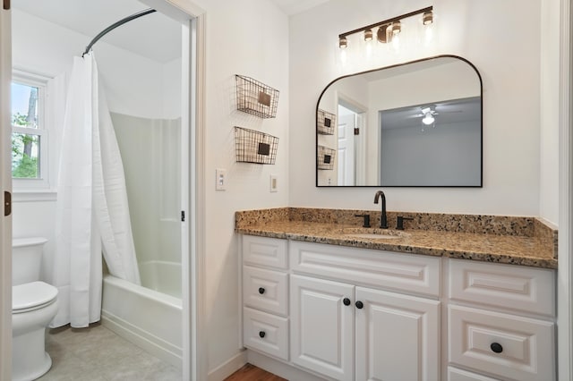 106 Ruffin Rd, Summerville, SC 29486 - full bath featuring toilet, shower / tub combo, ceiling fan, and vanity