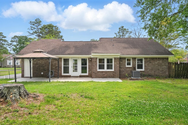 106 Ruffin Rd, Summerville, SC 29486 - rear view of house featuring central air condition unit, a gazebo, a patio area, and brick siding