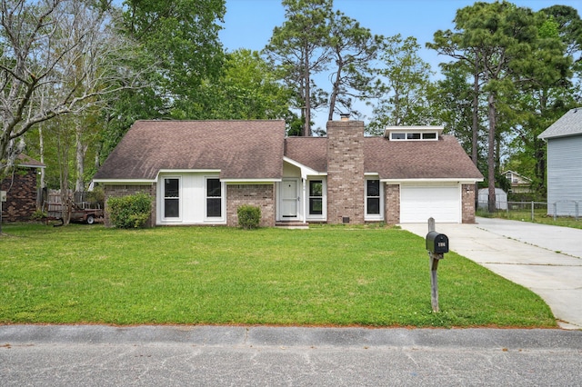 106 Ruffin Rd, Summerville, SC 29486 - mid-century inspired home with roof with shingles, a chimney, driveway, a front lawn, and fence