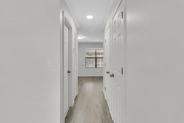 hall with light wood-type flooring