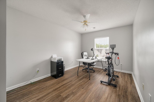 1219 Bradley Blvd, Summerville, SC 29486 - office featuring wood finished floors, a textured ceiling, a ceiling fan, and baseboards