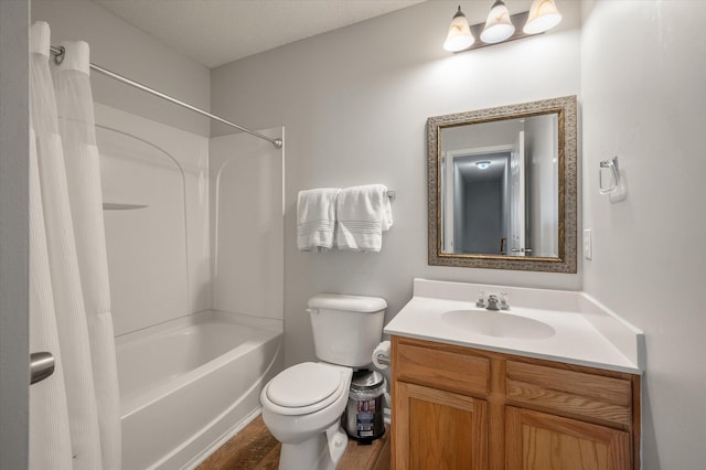1219 Bradley Blvd, Summerville, SC 29486 - full bath with wood finished floors, toilet, vanity, and shower / bathtub combination with curtain