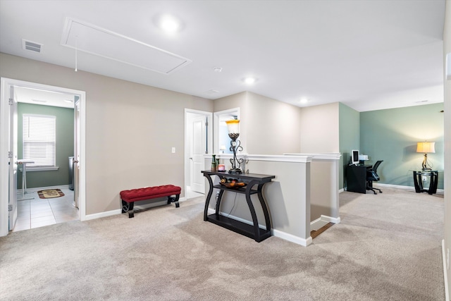 413 Ribiero Dr, Summerville, SC 29486 - corridor featuring attic access, visible vents, recessed lighting, carpet floors, and baseboards