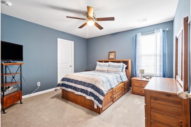 413 Ribiero Dr, Summerville, SC 29486 - bedroom featuring baseboards, light carpet, and a ceiling fan