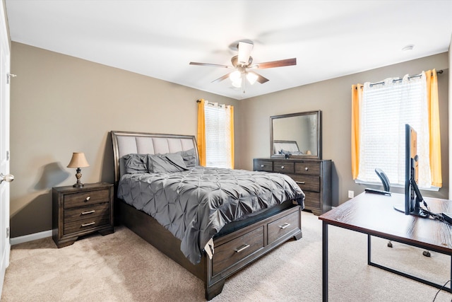 413 Ribiero Dr, Summerville, SC 29486 - bedroom featuring light carpet, baseboards, and a ceiling fan