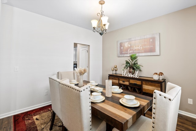 413 Ribiero Dr, Summerville, SC 29486 - dining space featuring baseboards, an inviting chandelier, and wood finished floors