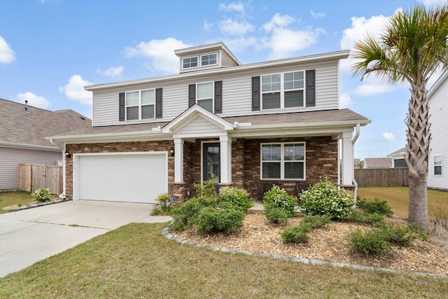 413 Ribiero Dr, Summerville, SC 29486 - view of front of property featuring concrete driveway, a front lawn, an attached garage, and fence
