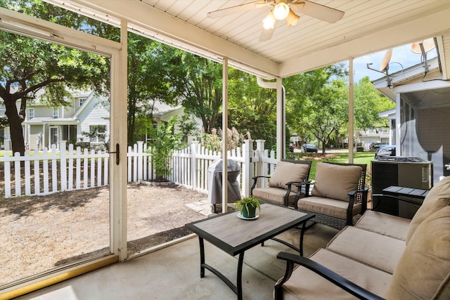 8676 Grassy Oak Trl, North Charleston, SC 29420 - sunroom / solarium with ceiling fan and an outdoor hangout area