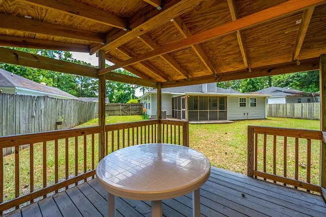 687 Ponderosa Dr, Charleston, SC 29414 - deck featuring a sunroom and a fenced backyard