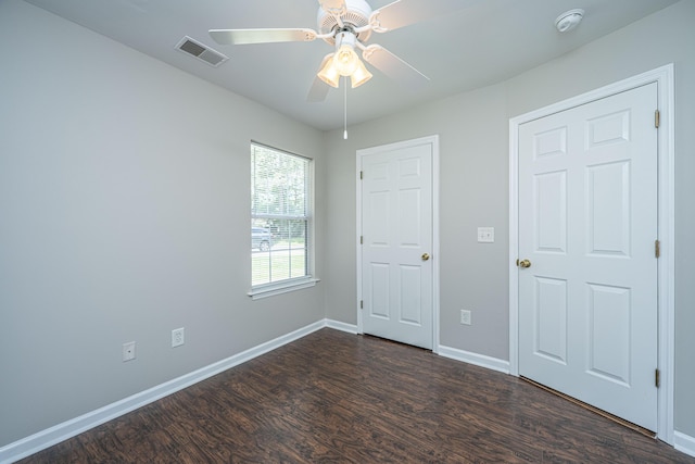 687 Ponderosa Dr, Charleston, SC 29414 - unfurnished bedroom featuring dark wood-style flooring and ceiling fan