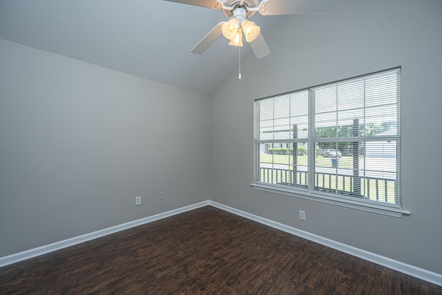 687 Ponderosa Dr, Charleston, SC 29414 - unfurnished room featuring dark wood-type flooring, a ceiling fan, and lofted ceiling