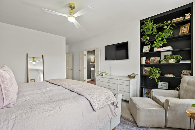 bedroom featuring ceiling fan