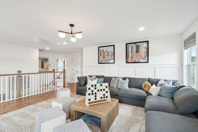 living room with hardwood / wood-style floors