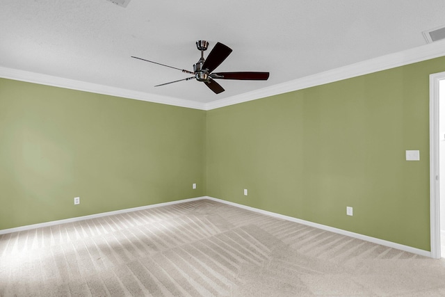 320 Compton Xing, Summerville, SC 29485 - empty room featuring crown molding, baseboards, light colored carpet, and ceiling fan