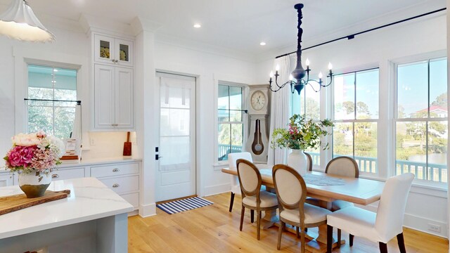 2312 Rushland Landing Rd, Johns Island, SC 29455 - dining space with a chandelier, healthy amount of natural light, light wood finished floors, and recessed lighting