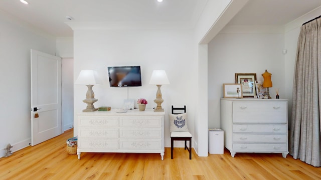 2312 Rushland Landing Rd, Johns Island, SC 29455 - bedroom with light wood-style flooring, baseboards, and crown molding