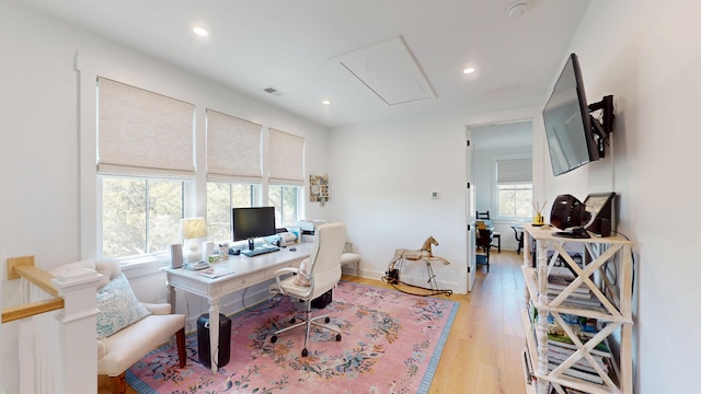 2312 Rushland Landing Rd, Johns Island, SC 29455 - office space with attic access, plenty of natural light, light wood finished floors, recessed lighting, and baseboards