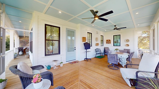 2312 Rushland Landing Rd, Johns Island, SC 29455 - sunroom / solarium featuring coffered ceiling
