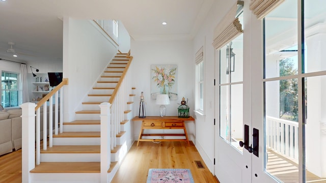 2312 Rushland Landing Rd, Johns Island, SC 29455 - staircase with plenty of natural light, wood finished floors, and recessed lighting