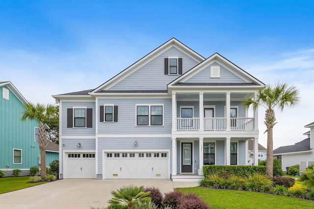 1234 Captain Rivers Dr, Charleston, SC 29412 - view of front of property featuring a porch, an attached garage, concrete driveway, and a balcony