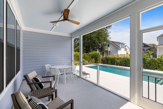 1234 Captain Rivers Dr, Charleston, SC 29412 - sunroom featuring a ceiling fan and outdoor dining space