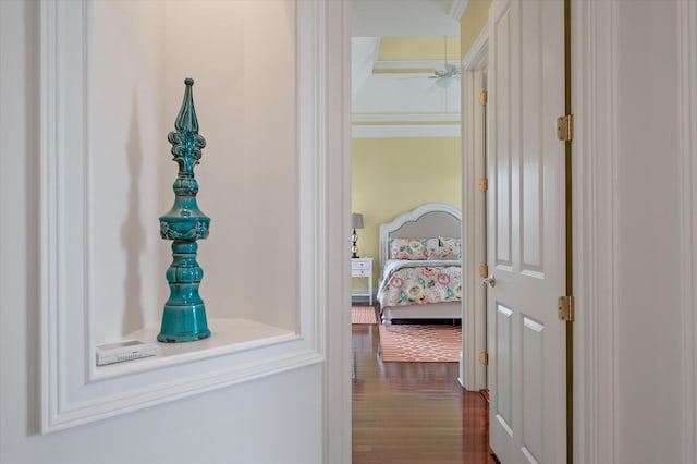 hallway featuring dark wood-style floors