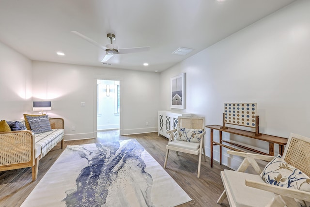 974 Cliffwood Dr, Mount Pleasant, SC 29464 - sitting room with baseboards, wood finished floors, recessed lighting, and a ceiling fan