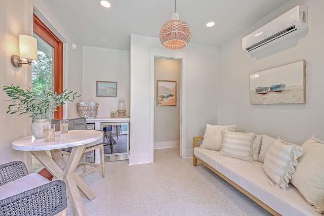 974 Cliffwood Dr, Mount Pleasant, SC 29464 - living room with a wall unit AC, wine cooler, baseboards, and recessed lighting