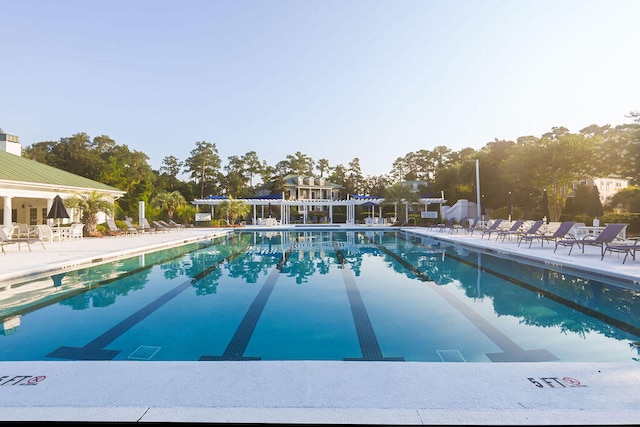 view of pool featuring a patio