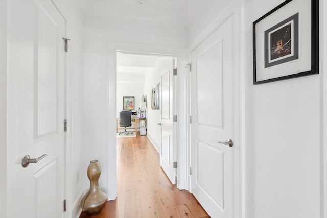 hallway with light wood finished floors