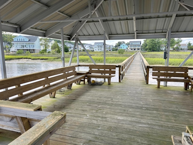 dock area featuring a water view