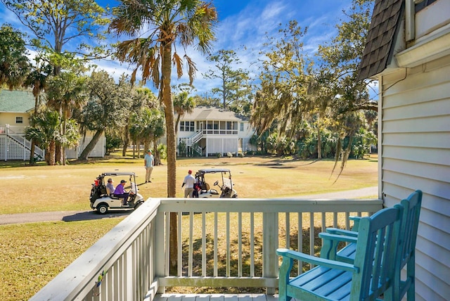 deck with a lawn