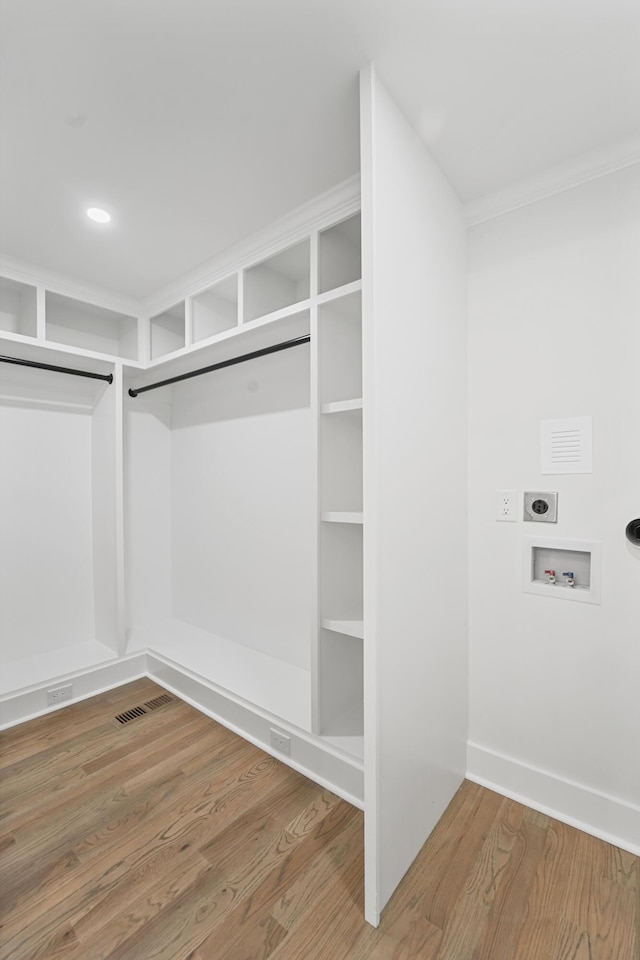 spacious closet featuring wood finished floors