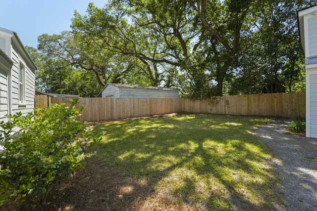view of yard featuring a fenced backyard