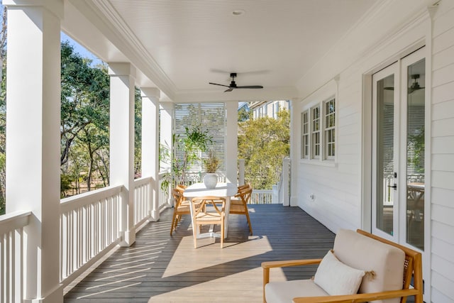 deck featuring ceiling fan