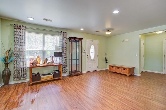 174 Education Blvd, Ladson, SC 29456 - entrance foyer with baseboards, recessed lighting, wood finished floors, and visible vents