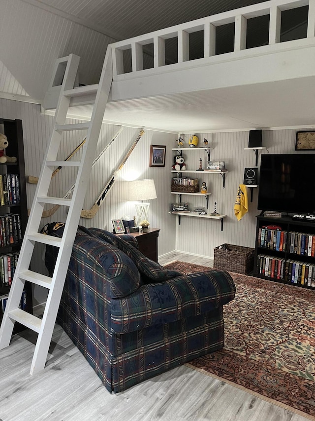 living area with wood finished floors