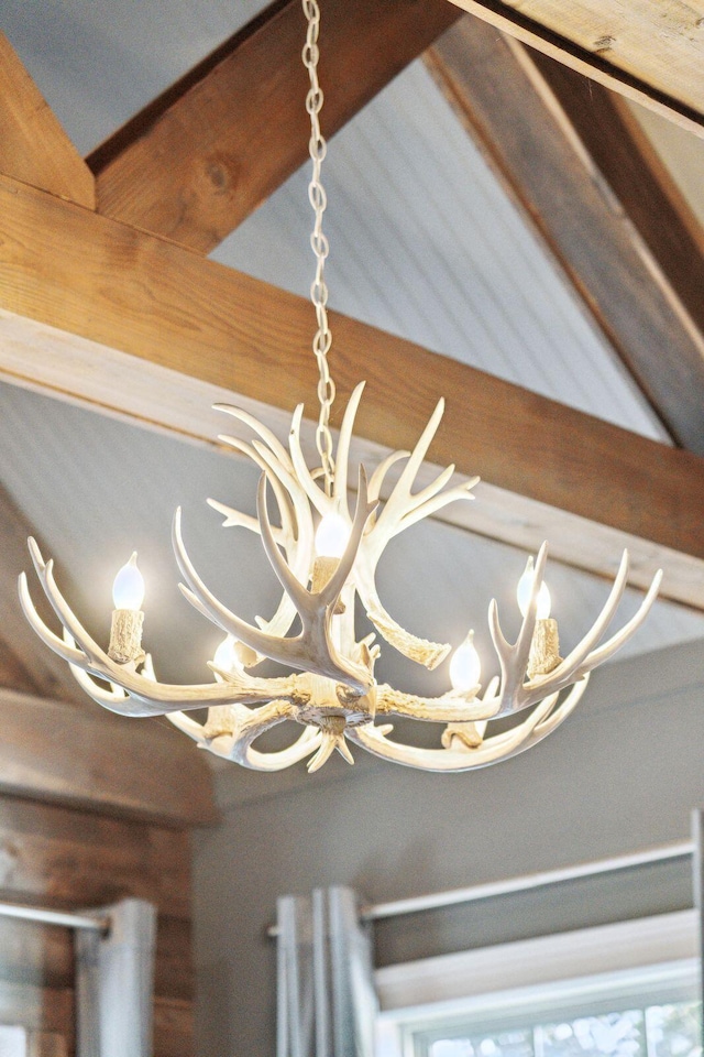 details with a notable chandelier