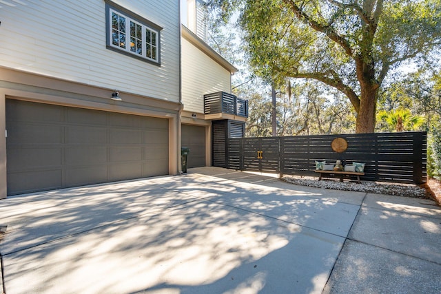 view of patio / terrace with a garage