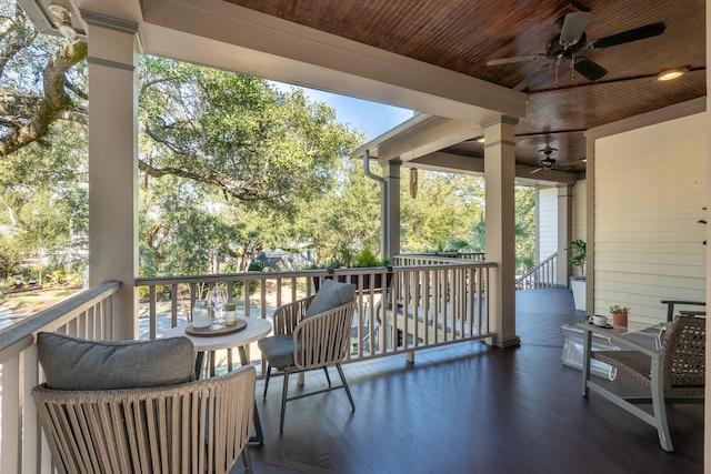 deck featuring ceiling fan