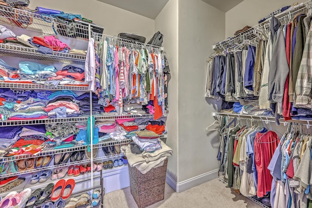 spacious closet with carpet