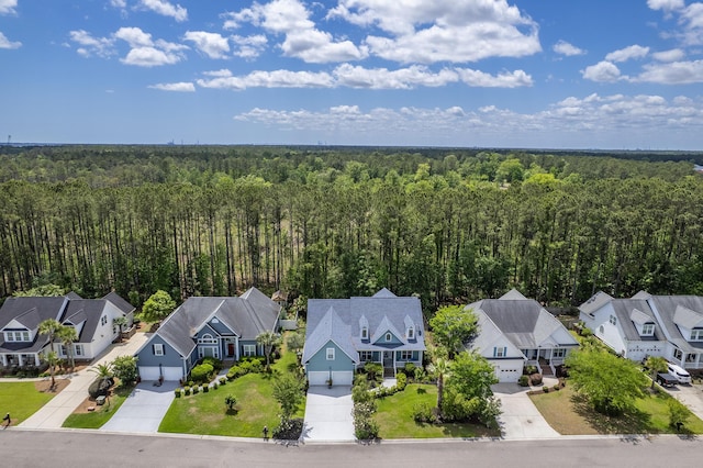 aerial view with a view of trees and a residential view