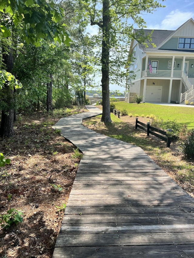 view of street featuring stairway