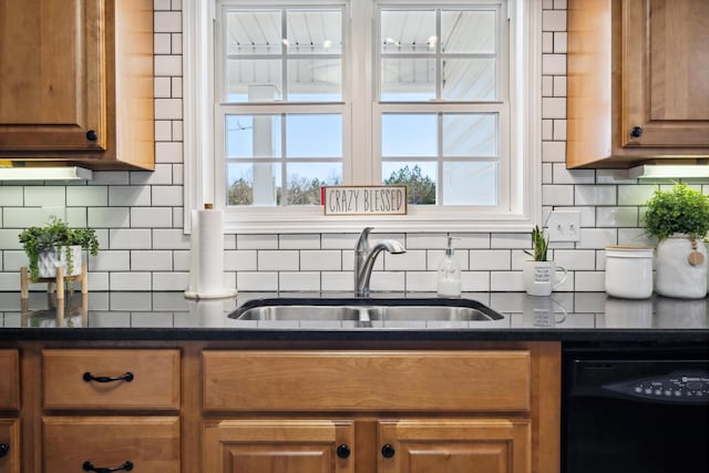 kitchen with sink, backsplash, and dishwasher