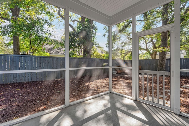 view of unfurnished sunroom